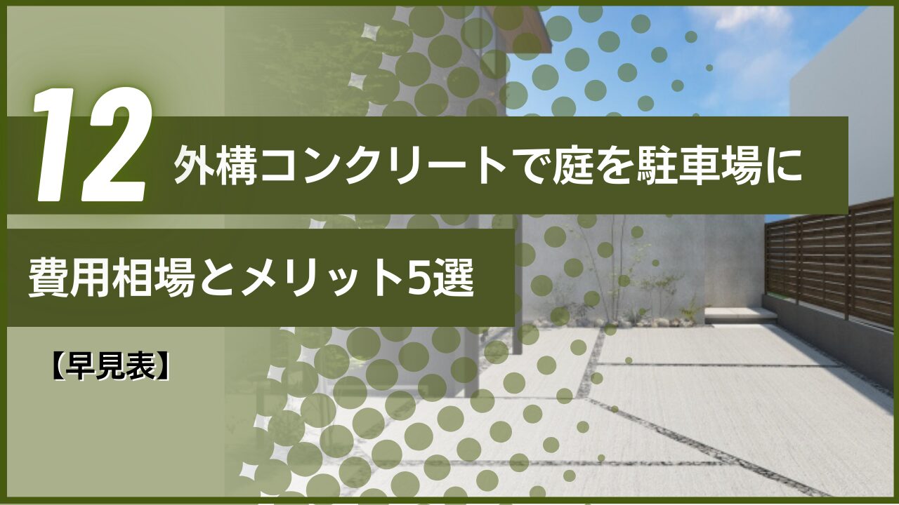 【早見表】外構コンクリートで庭を駐車場に｜費用相場とメリット5選